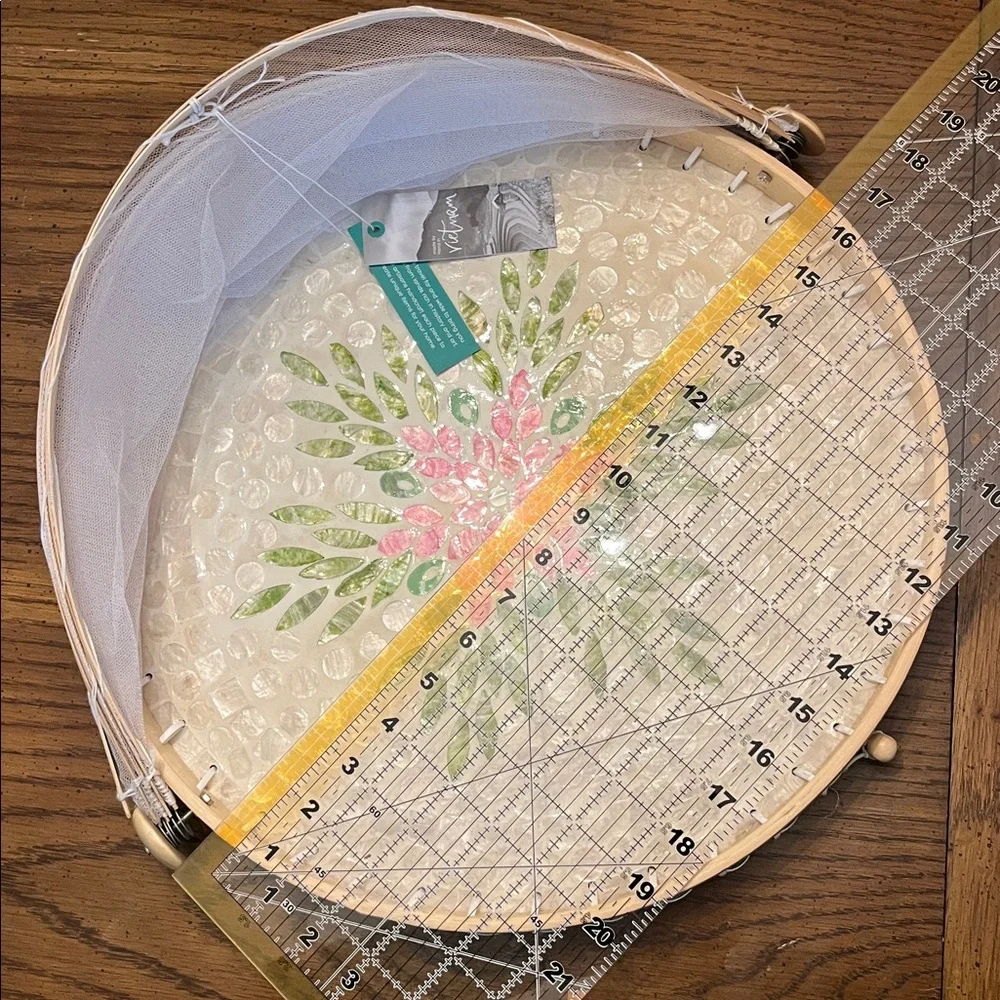 Decorative Food‎ Dome with Floral Design and Mesh Cover, NWT
